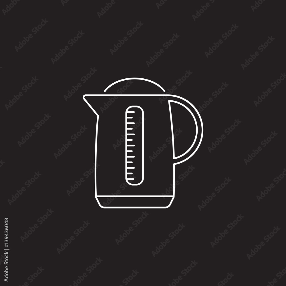Electric Kettle, Pot line icon, outline vector sign, linear pictogram isolated on black. logo illustration Electric Kettle, Pot line icon, outline vector sign, linear pictogram isolated on black. logo illustration
