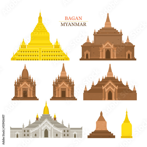 Bagan, Myanmar, Architecture Building Landmarks, Objects, Travel and Tourist Attraction