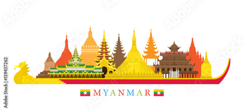 Myanmar Architecture Landmarks Skyline
Cityscape, Travel and Tourist Attraction