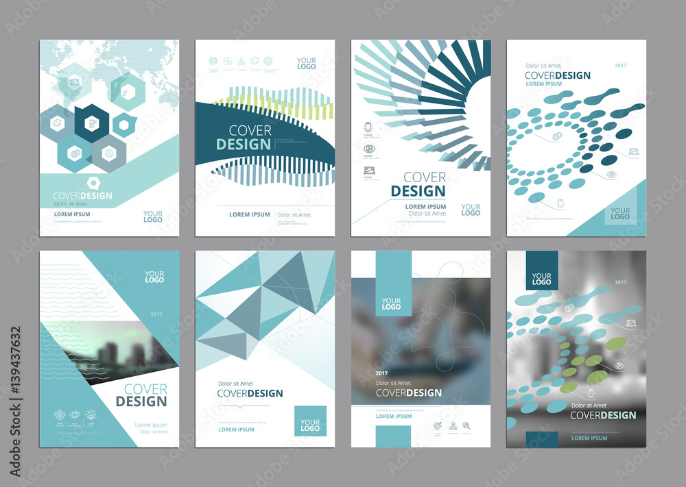 Set of modern business paper design templates. Vector illustrations of