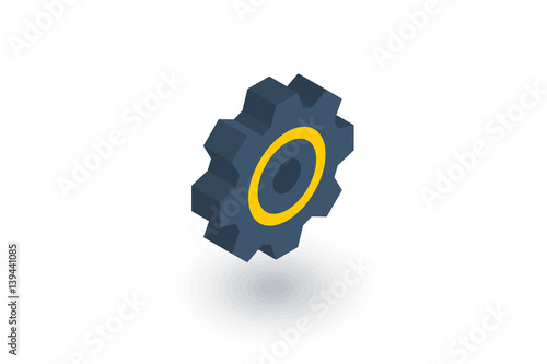 gear, mechanism isometric flat icon. 3d vector colorful illustration. Pictogram isolated on white background