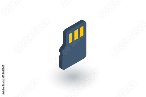 Flash memory SD card isometric flat icon. 3d vector colorful illustration. Pictogram isolated on white background
