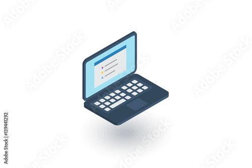 laptop computer, notebook isometric flat icon. 3d vector colorful illustration. Pictogram isolated on white background photo