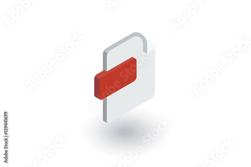 file format, document isometric flat icon. 3d vector colorful illustration. Pictogram isolated on white background