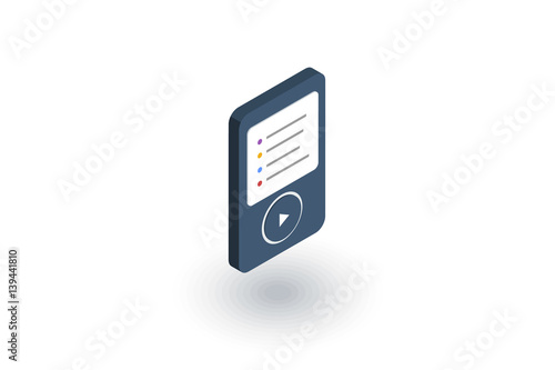 MP3, music player isometric flat icon. 3d vector colorful illustration. Pictogram isolated on white background