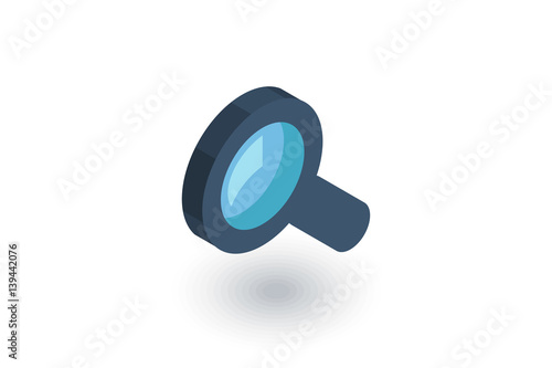 Search, magnifying glass isometric flat icon. 3d vector colorful illustration. Pictogram isolated on white background