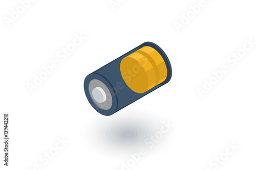 low battery, charge isometric flat icon. 3d vector colorful illustration. Pictogram isolated on white background