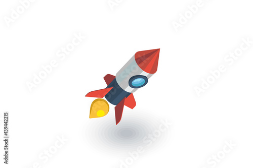 Free Download startup, rocket launch isometric flat icon. 3d vector colorful illustration. Pictogram isolated on white background - GFXLoad
