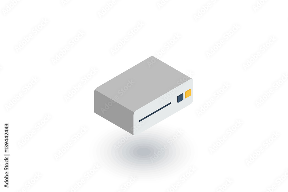 cd player, console, DVD, cd-rom isometric flat icon. 3d vector colorful illustration. Pictogram isolated on white background cd player, console, DVD, cd-rom isometric flat icon. 3d vector colorful illustration. Pictogram isolated on white background