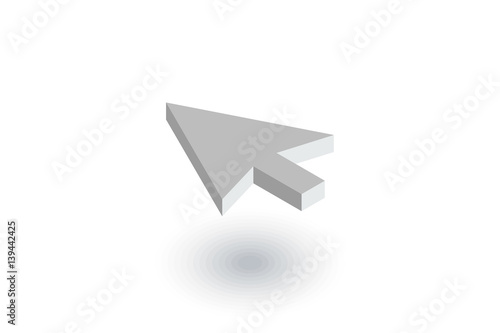 cursor arrow, click isometric flat icon. 3d vector colorful illustration. Pictogram isolated on white background