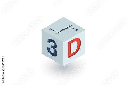 3D word written on cube isometric flat icon. 3d vector colorful illustration. Pictogram isolated on white background