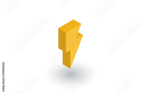 Lightning, electricity isometric flat icon. 3d vector colorful illustration. Pictogram isolated on white background