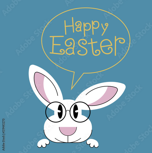Greeting card with with Easter rabbit. Happy Easter background. Happy Easter design. Rabbit modern design icon.
