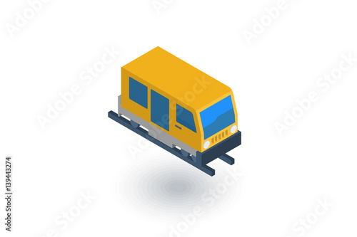 train, tram, rails transport isometric flat icon. 3d vector colorful illustration. Pictogram isolated on white background