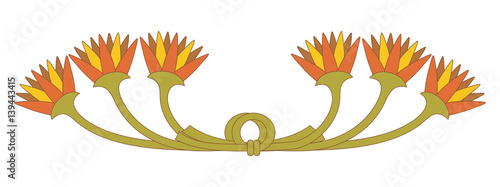 Vector illustration of Egyptian national floral ornament. Lotus flowers tied in a knot.
