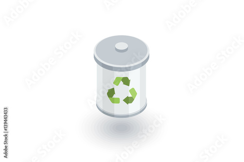 trash recycling isometric flat icon. 3d vector colorful illustration. Pictogram isolated on white background