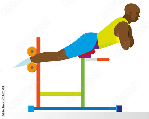 African American athlete make hyperextension exercise