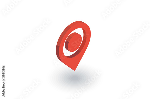 Navigation, location marker, cursor isometric flat icon. 3d vector colorful illustration. Pictogram isolated on white background