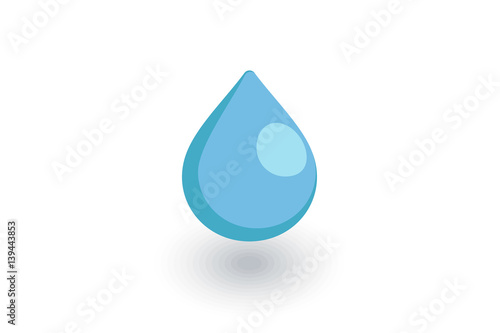 water drop isometric flat icon. 3d vector colorful illustration. Pictogram isolated on white background