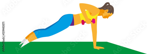 Young woman performing an exercise plank
