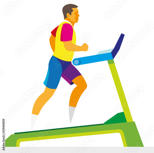 adult man running on a treadmill in a gym