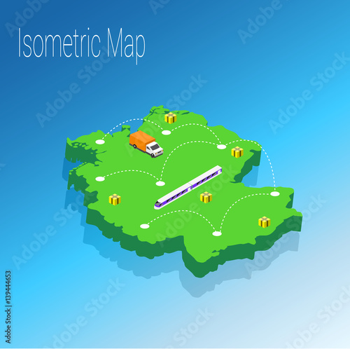 Map Germany isometric concept.