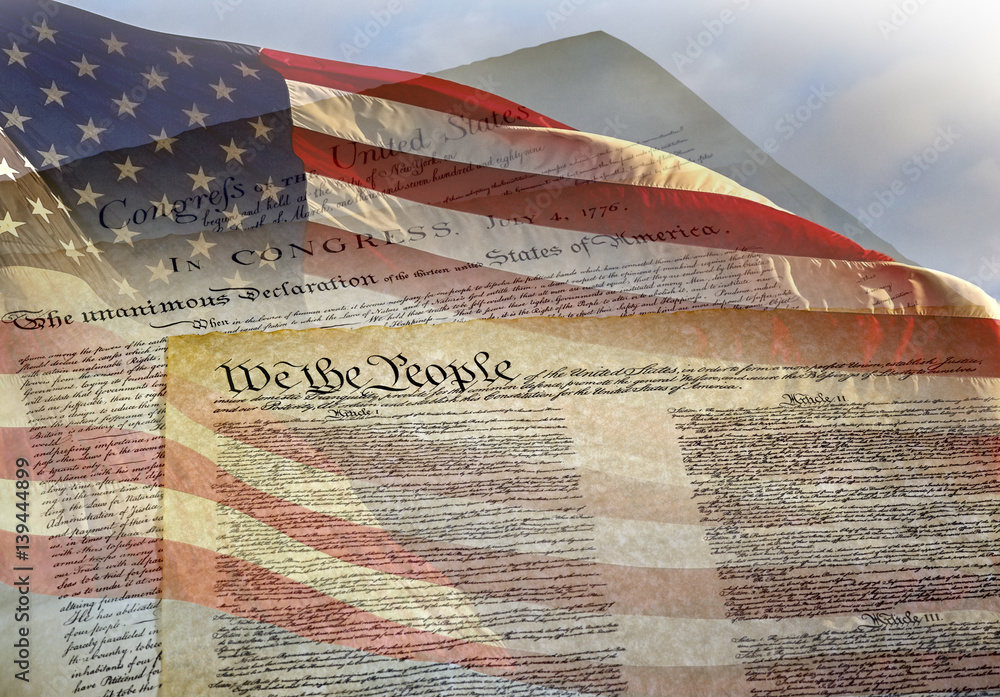 Constitution, Declaration of Independence, Bill of Rights Stock Photo
