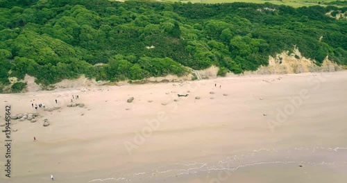 Aerial view of  Moeraki Boulders in New Zealand