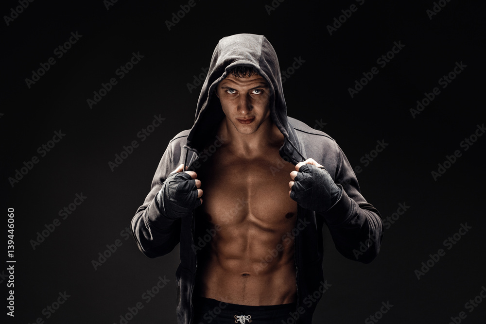 Strong Athletic Man Fitness Model Torso showing six pack abs. Stock Photo |  Adobe Stock