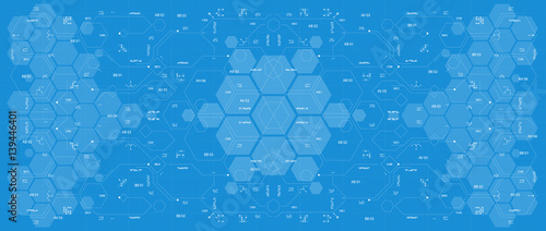 Background with futuristic user interface. Design concept with HUD elements.