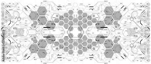 Background with futuristic user interface. Design concept with HUD elements.