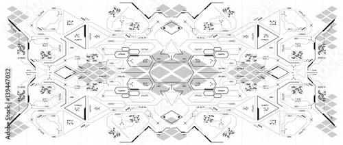 Background with futuristic user interface. Design concept with HUD elements.