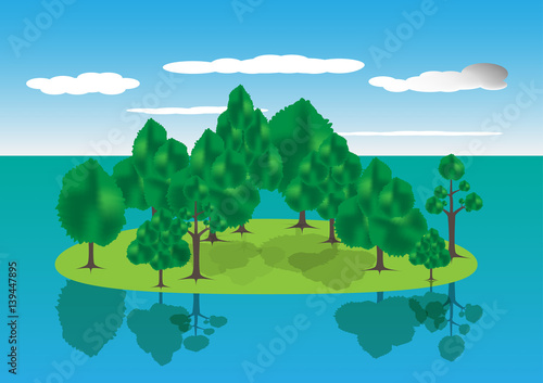 Island and blue sea background