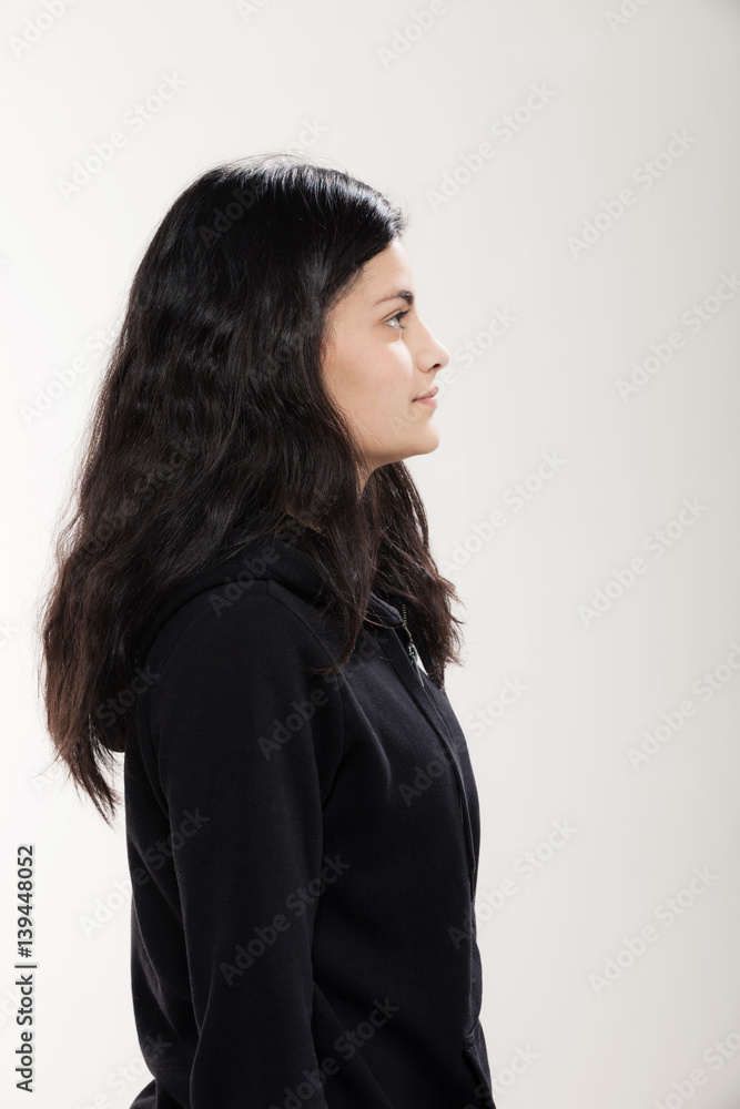 Girl wearing black sweatshirt Girl wearing black sweatshirt