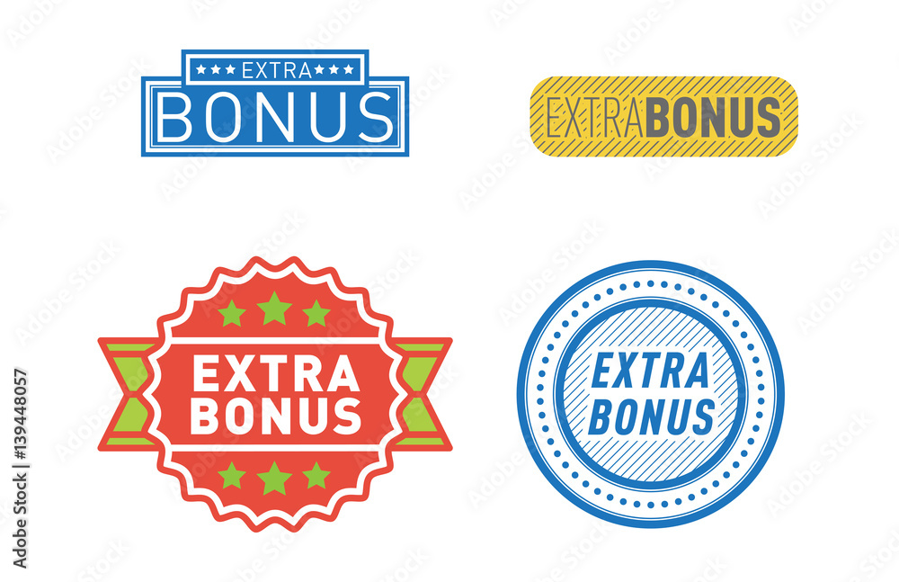 Super extra bonus banners text in color drawn labels, business shopping concept vector internet promotion shopping vector