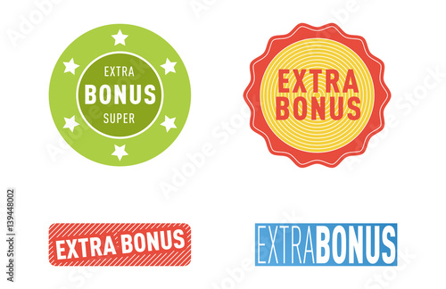 Super extra bonus banners text in color drawn labels  business shopping concept vector internet promotion shopping vector