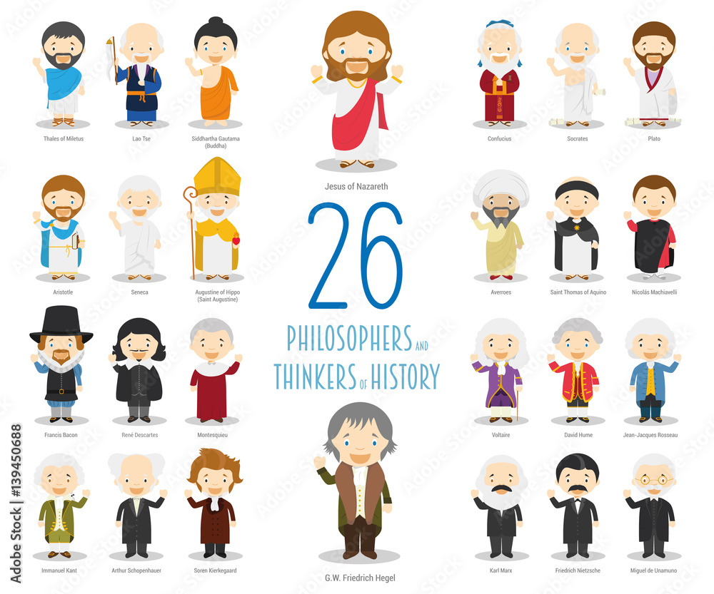 Kids Vector Characters Collection: Set of 26 Great Philosophers and  Thinkers of History in cartoon style. Stock Vector | Adobe Stock
