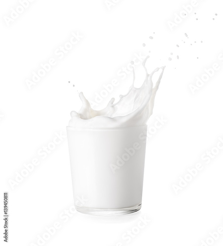 Canvas Print glass of milk with splash