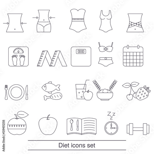 Diet icons set