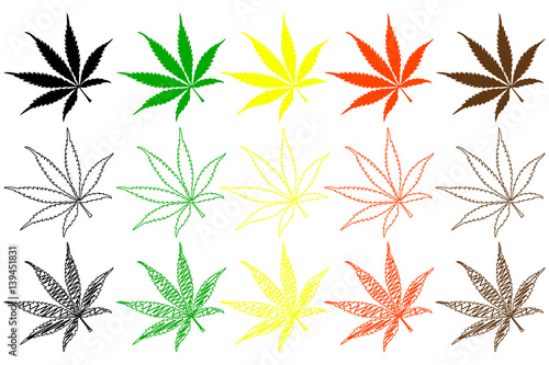 marijuana leaf - color set