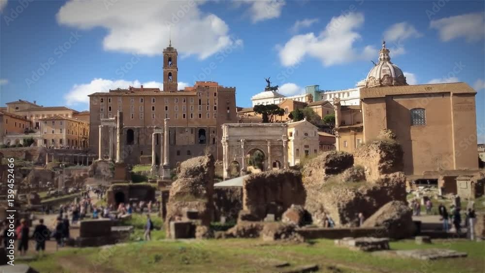 Roman Forum Remnants: Temples of Saturn and Vespasian, Arch of Septimius Severus, and the Tabularium Roman Forum Remnants: Temples of Saturn and Vespasian, Arch of Septimius Severus, and the Tabularium