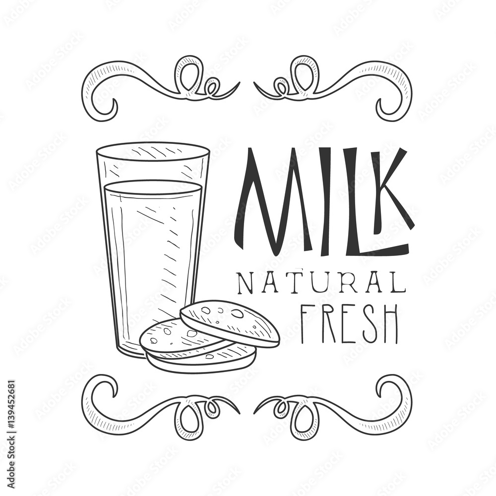Natural milk products hand drawn realistic sketch Vector Image