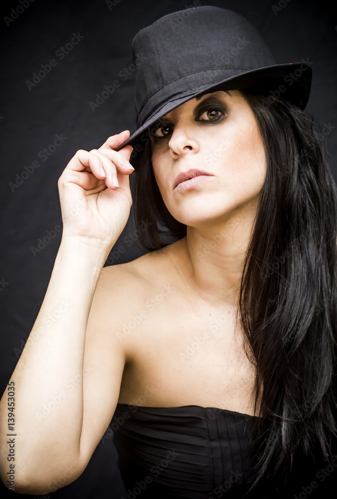 Beauty Woman Portrait over black Background Beauty Woman Portrait over black Background