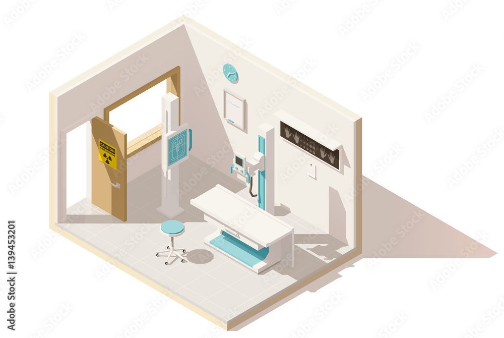 Vector isometric low poly x-ray machine Vector isometric low poly x-ray machine