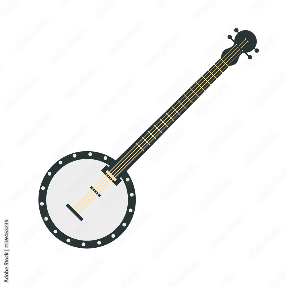 Banjo, Part Of Musical Instruments Set Of Realistic Cartoon Vector