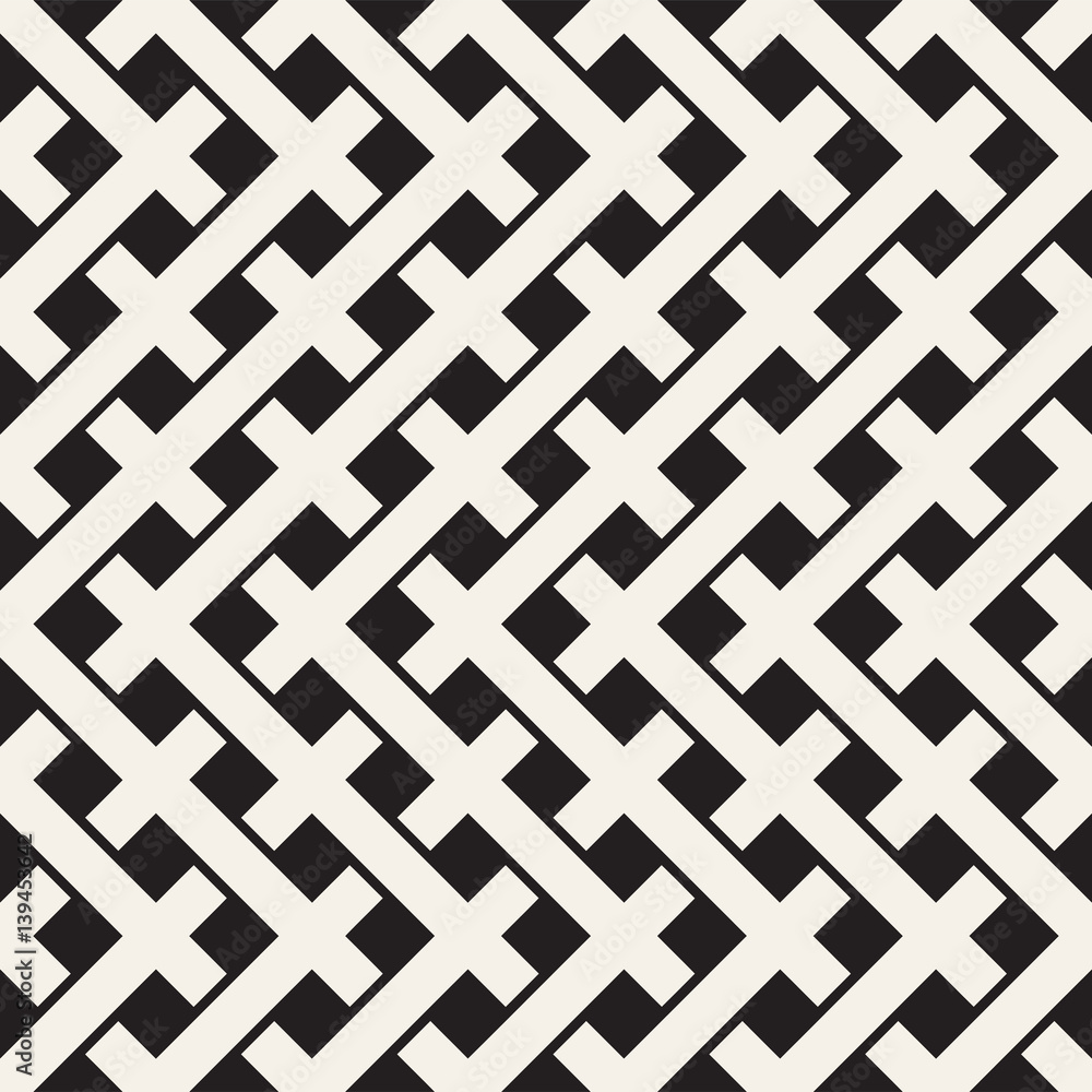 Weave Seamless Pattern. Stylish Repeating Texture. Black and White Geometric Vector Illustration. Weave Seamless Pattern. Stylish Repeating Texture. Black and White Geometric Vector Illustration.
