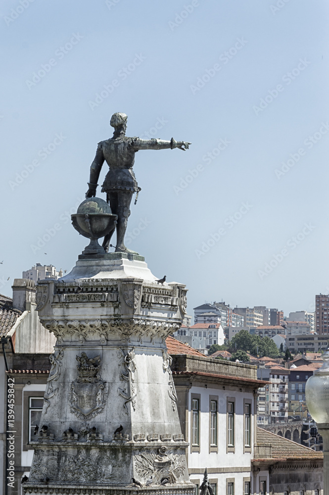 Enrique el Navegante statue in Oporto, Portugal