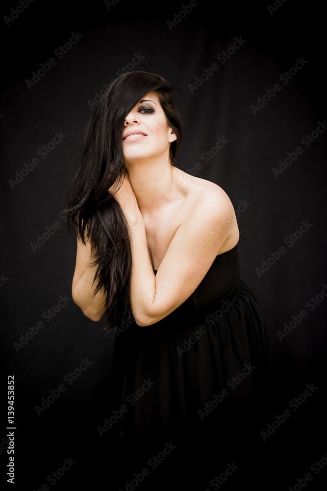 Beauty Woman Portrait over black Background Beauty Woman Portrait over black Background