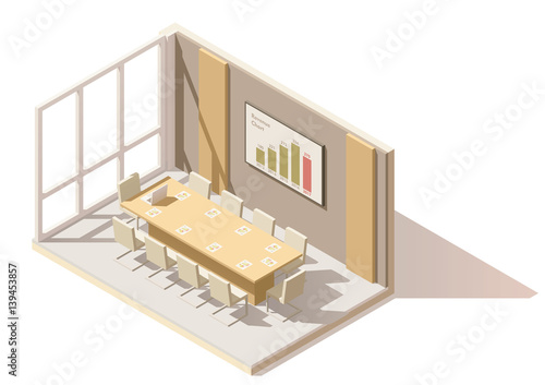 Vector isometric low poly office conference room