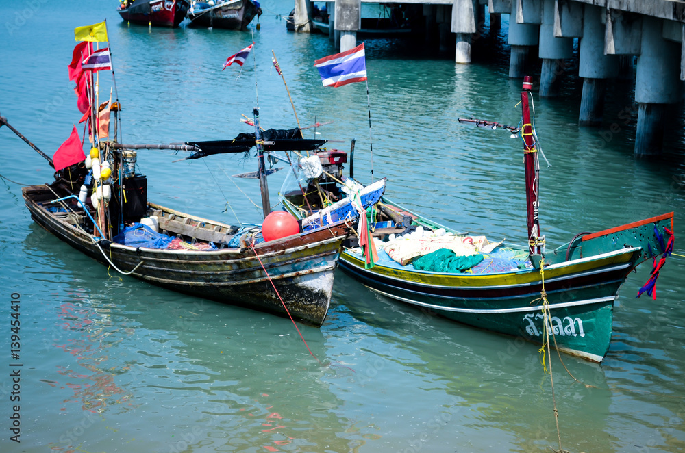 traditional colorful thai longtail boat